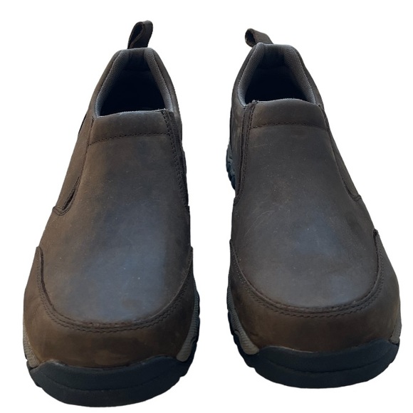 Duluth Trading Brown Leather Slip On Shoes Wild Boar Leather Mocs Size 10 W Wide - Picture 5 of 15